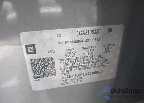 2019 Chevrolet Cruze Lt from USA, damaged, VIN 1G1BE5SM1K7106922
